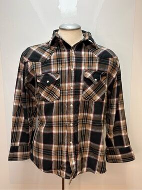 Plains Western Wear Men’s Large Heavyweight Cotton Blend Pearl Button Shirt